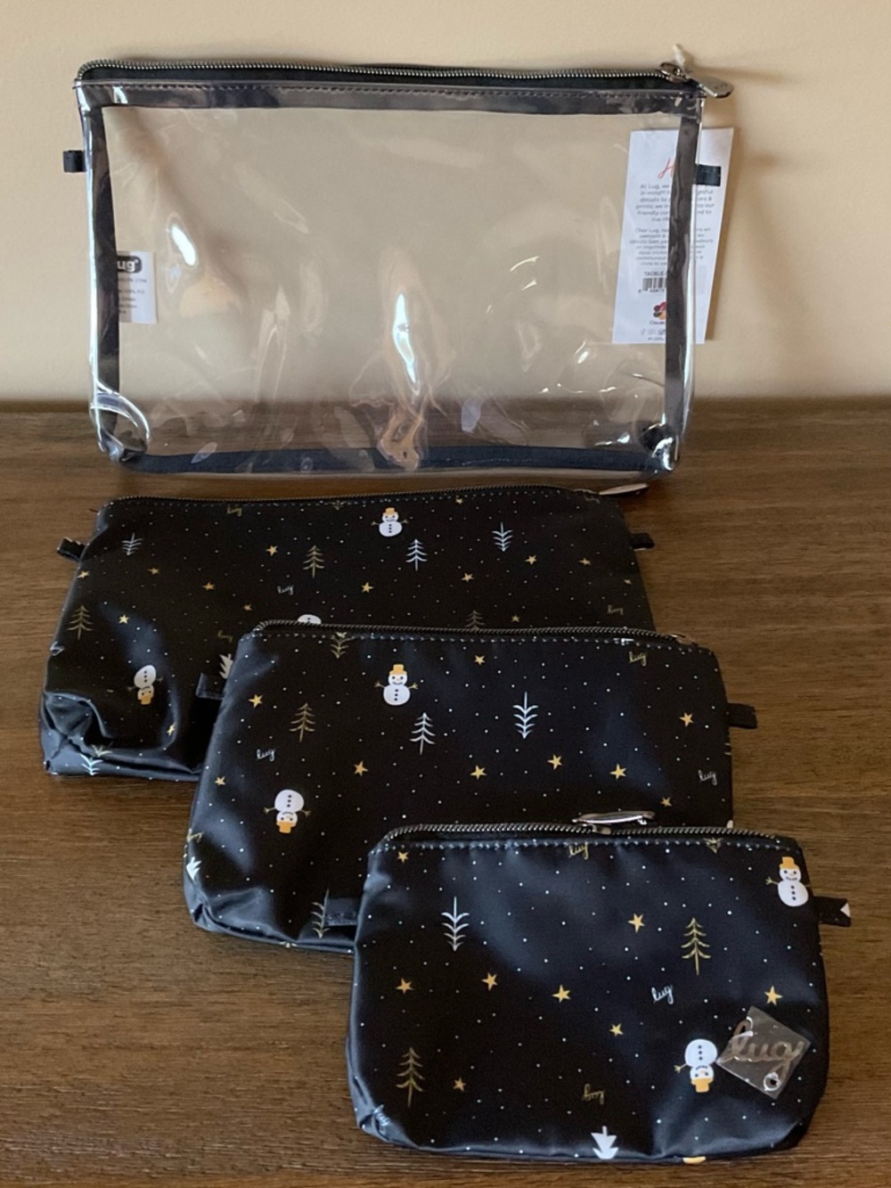 Lug Tackle 4pc Storage Pouches. Black Snowman print. NWT - Picture 4 of 8